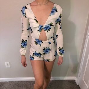 Blue floral romper